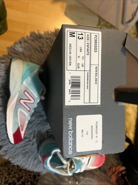 New Balance Kids Turquoise, Red & White Sneakers